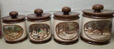 Vintage Hershey’s Canister Cookie Jar set of 4 Concave Landscape village scene