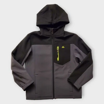 Kids Snozu Performance Soft Shell Ski Jacket Sz M 10-12 Gray Hooded Full Zip EUC - Image 1 of 4