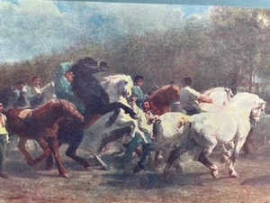 Original Antique c1915 Tipped-in Print The Horse Fair Rosa Bonheur - Picture 1 of 2
