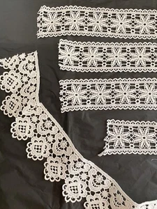 LOT vintage French ENTREDEUX cotton LACE trim c1950 - Picture 1 of 12