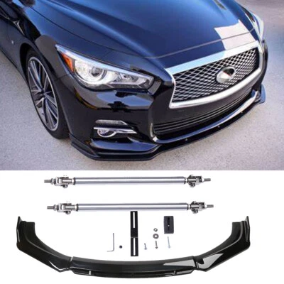 Kits de carrocería divisor alerón labial parachoques delantero + varillas de puntal para Infiniti Q70 Q60 Foto 1 de 4