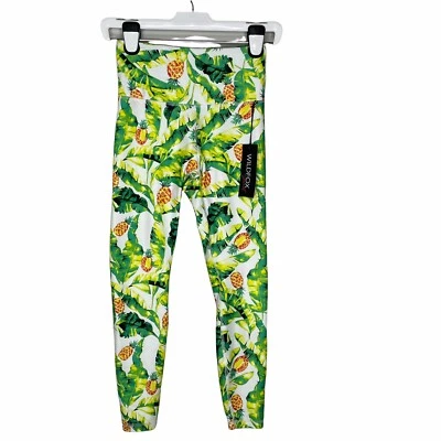 Nuevo con etiquetas Pantalones de Yoga Wild Fox S Leggings Cortos Verde Palmas Pinas Piña Compresión Foto 1 de 4