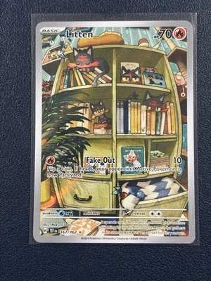 Pokemon Litten Card 167/162 Holo Illustration Rare, SV05: Temporal Forces - Image 1 of 2