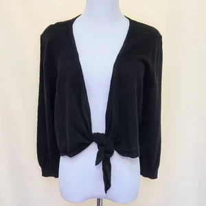Maurices NWT Wmn's Black Tie Front Lightweight Cardigan Bolero Shrug Boho Sz M  - Picture 1 of 6