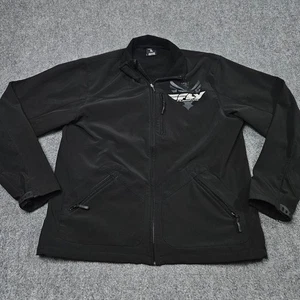 Fly Racing Black Softshell Jacket XL Moto Motorcycle Outerwear Logo Zip Pockets - Picture 1 of 11
