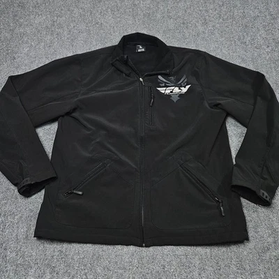 Fly Racing Black Softshell Jacket XL Moto Motorcycle Outerwear Logo Zip Pockets - Image 1 of 4