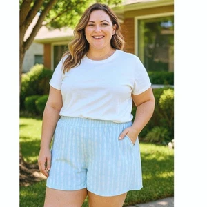 Torrid Shorts Damen 3X babyblau Kordelzug Loungewear bequem weich leicht - Bild 1 von 12