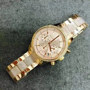 NEW Michael Kors MK6307 Ritz Rose Gold Blush Crystal Bezel Ladies Watch 37mm - Picture 1 of 9