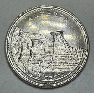 1867-1992 Canadian Alberta Quarter 25Cent Coin from Roll. Uncirculated BU - Picture 1 of 5