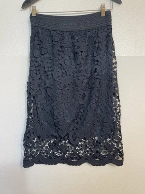 TOV Negro Midi Largo Crochet Encaje Dobladillo Festoneado Falda Lápiz Mujer’s 40 Mediano  Foto 1 de 4