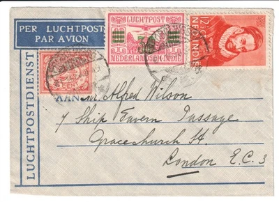 Probolinggo, Netherlands Indies to London, England airmail cover - 1933 - Image 1 of 2