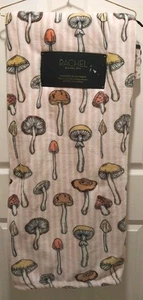 Mushroom Striped Pink Brown Yellow White Plush Throw Blanket 60"x70" Rachel Roy - Picture 1 of 11