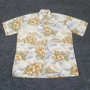 Pierre Cardin Hawaiian Shirt Men Size M Button Up Island Floral Nautical - Picture 1 of 11