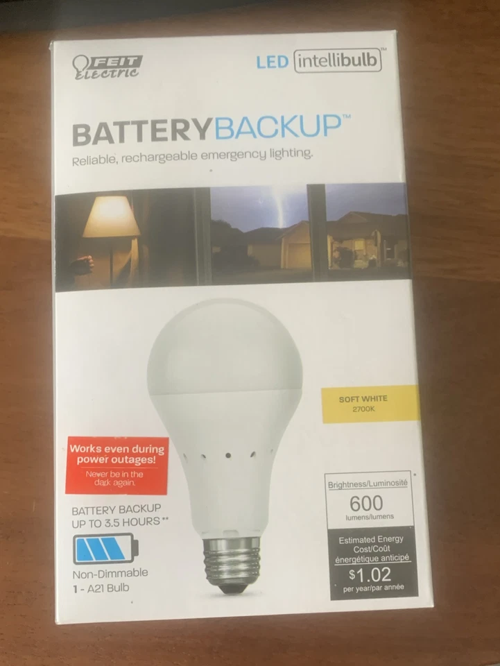 Feit Battery Backup Rechargeable Emergency LED Soft White A21 Light Bulb - Image 1 of 3
