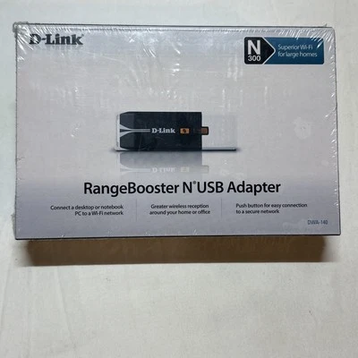 NEW D-link RangeBooster N USB DWA140 Network HiSpeed USB 802.11b, 802.11g - Image 1 of 3