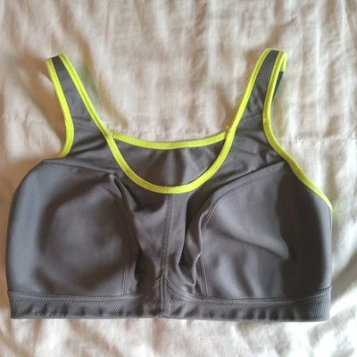 Sujetador deportivo Glamorise gris y verde lima talla 40F Foto 1 de 4