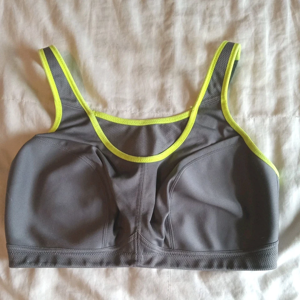 Sujetador deportivo Glamorise gris y verde lima talla 40F Foto 1 de 4