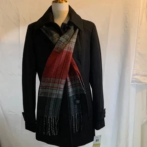 London Fog Women’s  Single Breasted Pea Coat Jacket Black size S with scarf NEW  - Picture 1 of 5