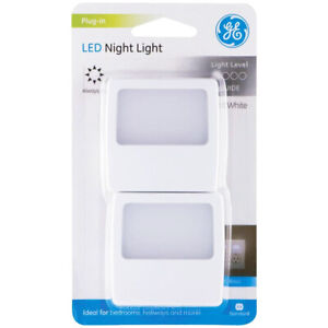 GE 2-PC LED NIGHT LIGHT | SOFT WHITE | ALWAYS ON Home Decor PLUG-IN | LONG LIFE
