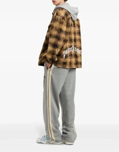 PALM ANGELS CURVED LOGO CHECK OVERSHIRT MEN JACKET PMES038S25FAB0016003 - Picture 1 of 6