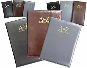  Index Address Book Leather Look Cover Executive Padded 4 Sizes Notebook A-Z  - Picture 1 of 14