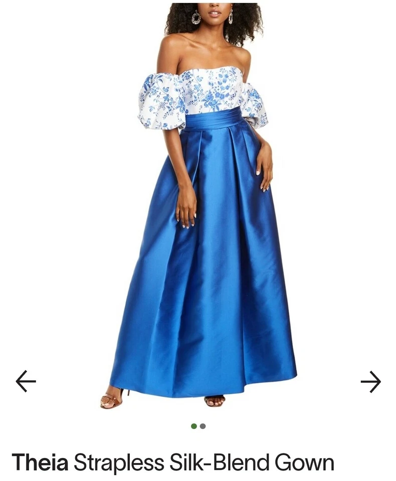 Mezcla de seda sin tirantes Theia. Azul. Talla 8 Foto 1 de 1