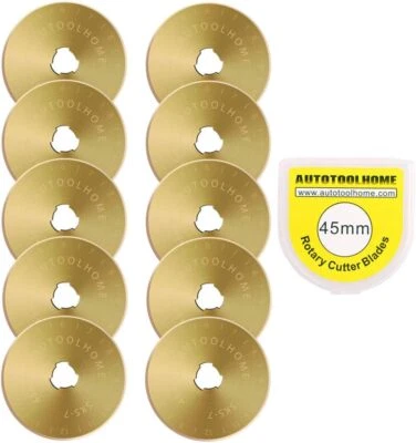 Titanium Coated Rotary Cutter Blades 45Mm 10 Pack Replacement Blades Quilting Sc - Image 1 of 2
