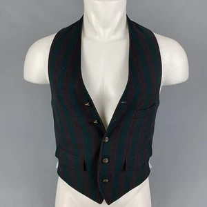BAND OF OUTSIDERS Size 36 Green Burgundy Stripe Wool Cotton Vest - Picture 1 of 5