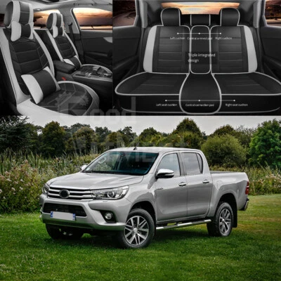 For Toyota Hilux 2004-2022 5Pcs Gray Car Seat Cover Full Set Front +Rear Cushion Foto 1 de 4