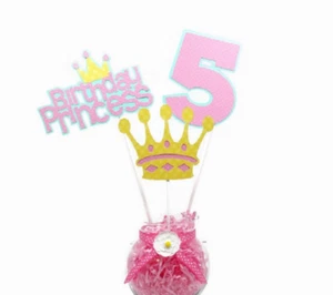 Girl Princess Birthday Centerpiece Sticks Cake Toppers Party Decor with Age - Picture 1 of 6