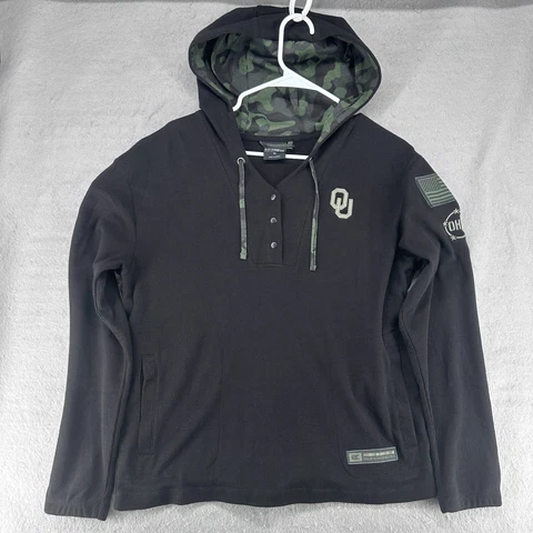 Men's Colosseum Black Oklahoma Sooners MED OHT Military Appreciation Hoodie Long Cover