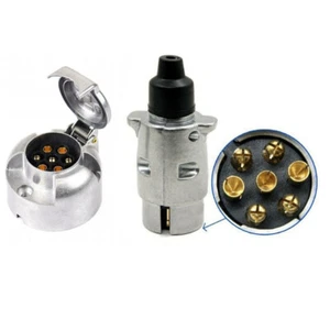 7 PIN 12V ELECTRIC TRAILER TOWING PLUG WIRING CONNECTOR SOCKET TOWBAR Aluminum - Picture 1 of 8