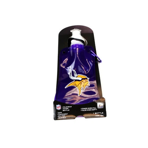 Two (2) NFL Minnesota Vikings Foldable 16 oz Water Bottles Cover