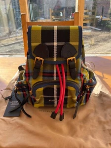 Mochila Burberry pequeña tartán en amarillo lino nueva con etiquetas - rara - Imagen 1 de 6