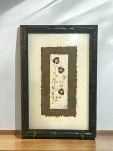 Framed Pressed Dried Flowers Wall Art Wooden Frame Signed Madagascar Unique - Picture 1 of 9