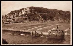 Banjo Pier & Cliff Looe Cornwall Harvey Barton Postcard - Picture 1 of 2