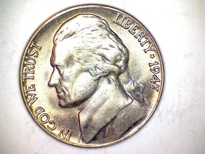 1947 Jefferson Nickel Gem Bu Uncirculated - Picture 1 of 2