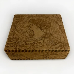 Antique Embellished Pyrography Burnt Wood "Wizard" Box by L.F. Grammes & Sons - Picture 1 of 14