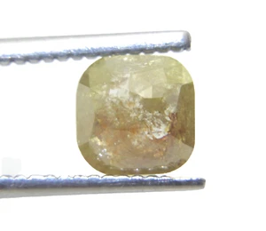 1.45Cts Cushion Shape Yellow Color Natural Rose Cut Diamond 6.57x6.53x3.20 MM - Picture 1 of 15