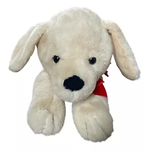 Peluche Walmart Crema Cachorro Perro Grande 25" Rojo Lazo Acostado Beige Peluche - Imagen 1 de 8