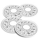 4x Round Stickers 10 cm - BW - Horoscope Birth Sign Zodiac Symbols  #40045