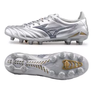 Mizuno Morelia Neo4 IV Elite MD P1GA253204 Silver Mens Soccer Cleats Shoes - Picture 1 of 8