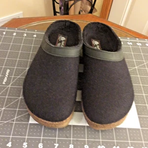 Haflinger Size 38 Pure Wool Grizzly Slipper Clog Black Size 38- US-7.5 - Picture 1 of 20