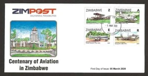 ZIMBABWE 2020 CENTENARY OF AVIATION IN ZIMBABWE SET OF 4 ON FDC - Bild 1 von 1