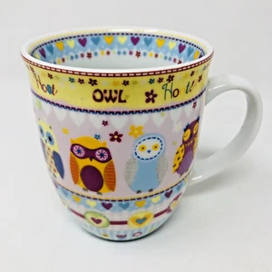 TAZA DE CAFÉ BÚHOS Taza Creativa Tops Multicolor Corazones Flores Primavera 16 OZ Hoot - Imagen 1 de 7
