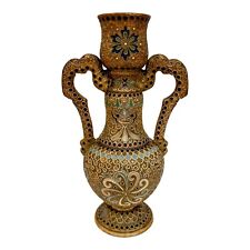 Victorian 1890's Wilhelm Schiller & Sohn twin-handled pottery vase Islamic style