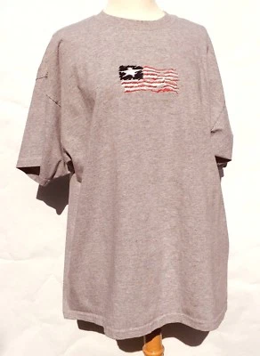 Old Varsity Brand GrayT-Shirt Embroidered USA Flag Patriotic Cotton 3XL - Image 1 of 4