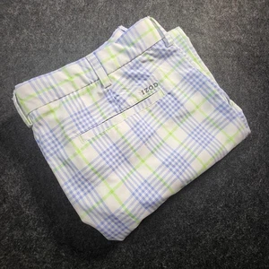 Izod Golf Pants 36 x 29 white Blue Green Plaid Fun Men's Trousers - Picture 1 of 14