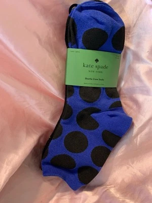 Paquete de 3 Calcetines Kate Spade Cortos Crew Talla 4-10 NUEVO Azul Negro Floral Lunares Foto 1 de 4