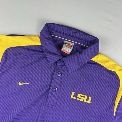 Camisa polo de golf Nike LSU tigres para hombre M púrpura Dri-Fit en el campo peso ligero Foto 1 de 4